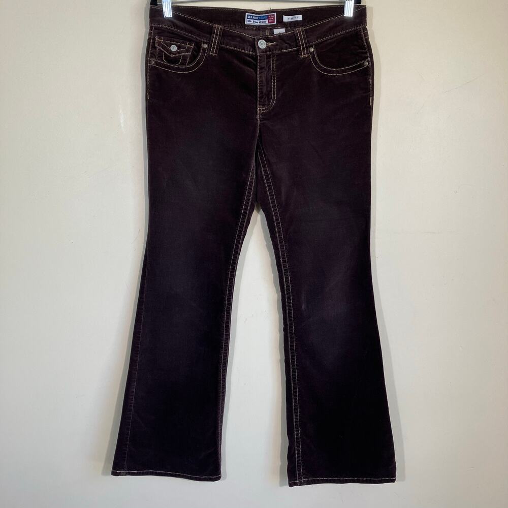 Old Navy True Vintage Y2K Chocolate Brown Velvet Flared Pants Retro Western